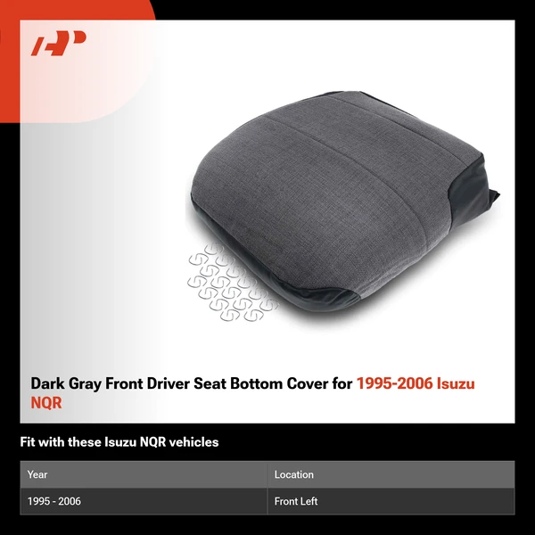 Dark Gray Front Driver Seat Bottom Cover for 1995-2006 Isuzu NQR