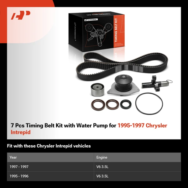 7 Pcs Timing Belt Kit with Water Pump for 1995-1997 Chrysler Intrepid