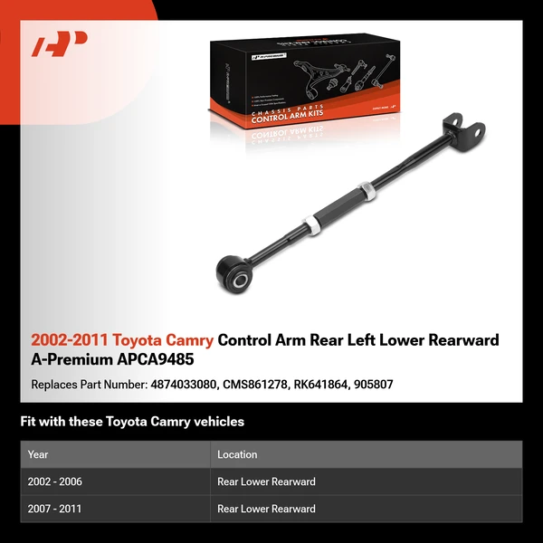 2002-2011 Toyota Camry Control Arm Rear Left Lower Rearward A-Premium APCA9485