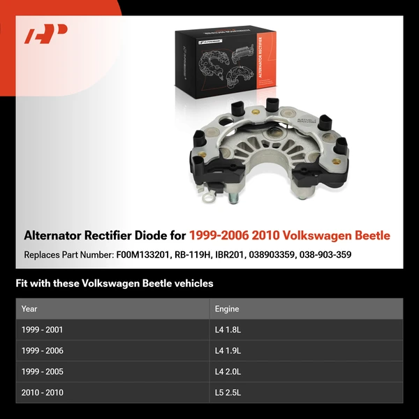 Alternator Rectifier Diode for 1999-2006 2010 Volkswagen Beetle
