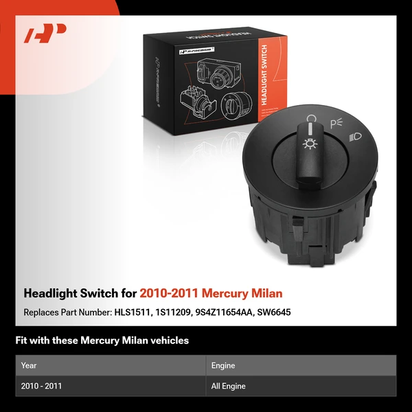 Headlight Switch for 2010-2011 Mercury Milan