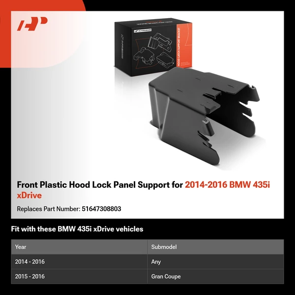 Front Plastic Hood Lock Panel Support for 2014-2016 BMW 435i xDrive