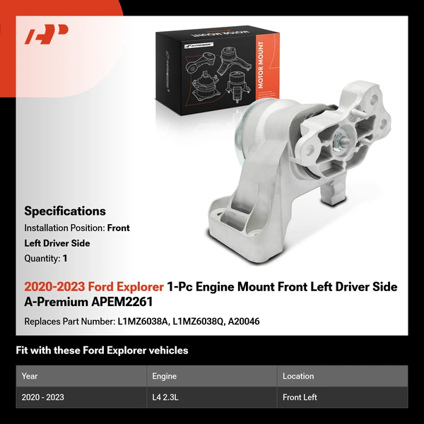 2020-2023 Ford Explorer 1-Pc Engine Mount Front Left Driver Side A-Premium APEM2261