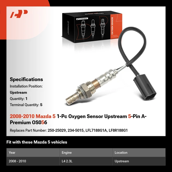 2008-2010 Mazda 5 1-Pc Oxygen Sensor Upstream 5-Pin A-Premium OS056