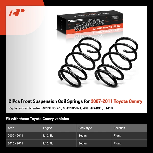 2 Pcs Front Suspension Coil Springs for 2007-2011 Toyota Camry