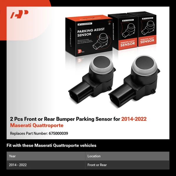 2 Pcs Front or Rear Bumper Parking Sensor for 2014-2022 Maserati Quattroporte