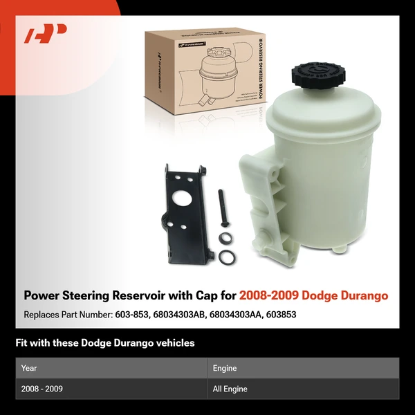 Power Steering Reservoir with Cap for 2008-2009 Dodge Durango