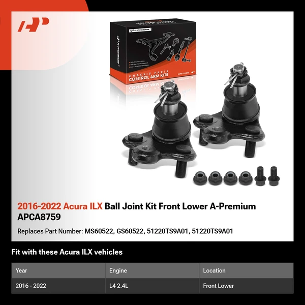 2016-2022 Acura ILX Ball Joint Kit Front Lower A-Premium APCA8759