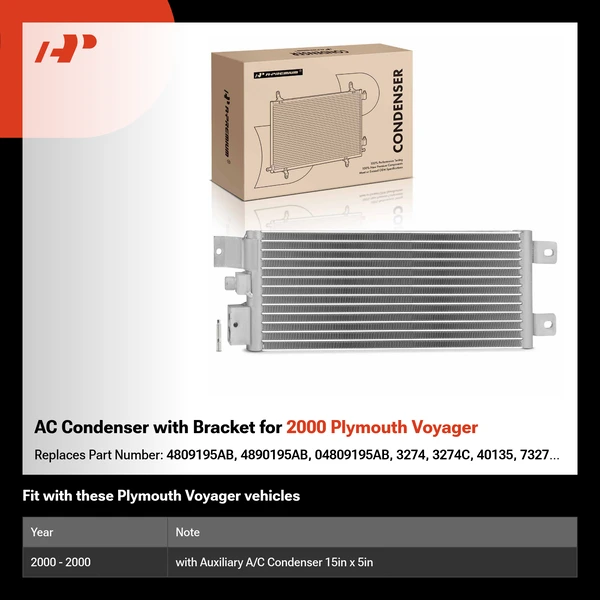 AC Condenser with Bracket for 2000 Plymouth Voyager