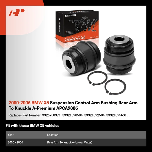 2000-2006 BMW X5 Suspension Control Arm Bushing Rear Arm To Knuckle A-Premium APCA9886