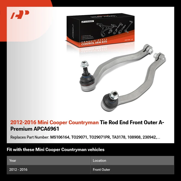 2012-2016 Mini Cooper Countryman Tie Rod End Front Outer A-Premium APCA6961