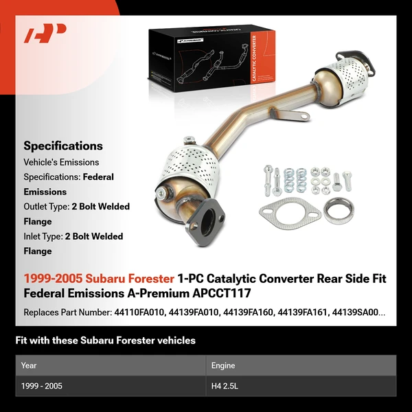 1999-2005 Subaru Forester 1-PC Catalytic Converter Rear Side Fit Federal Emissions A-Premium APCCT117