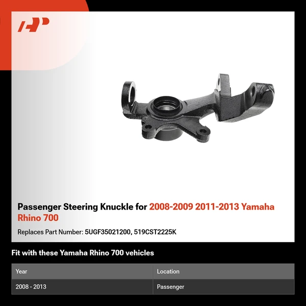 Passenger Steering Knuckle for 2008-2009 2011-2013 Yamaha Rhino 700