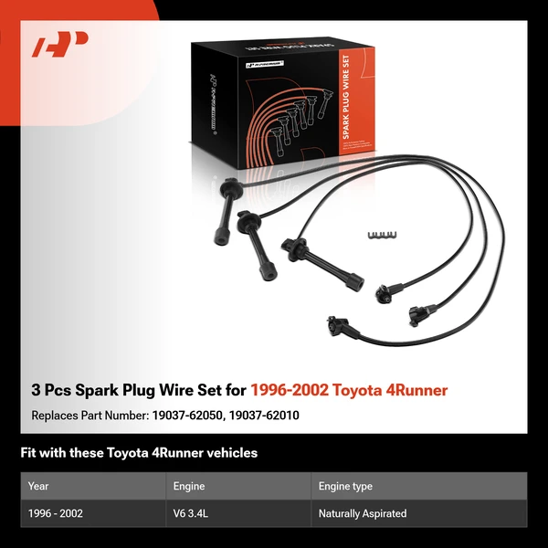 3 Pcs Spark Plug Wire Set for 1996-2002 Toyota 4Runner
