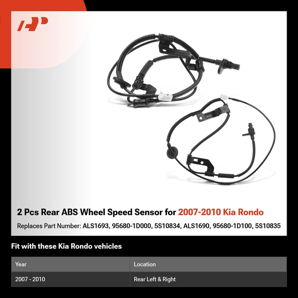 2 Pcs Rear ABS Wheel Speed Sensor for 2007-2010 Kia Rondo
