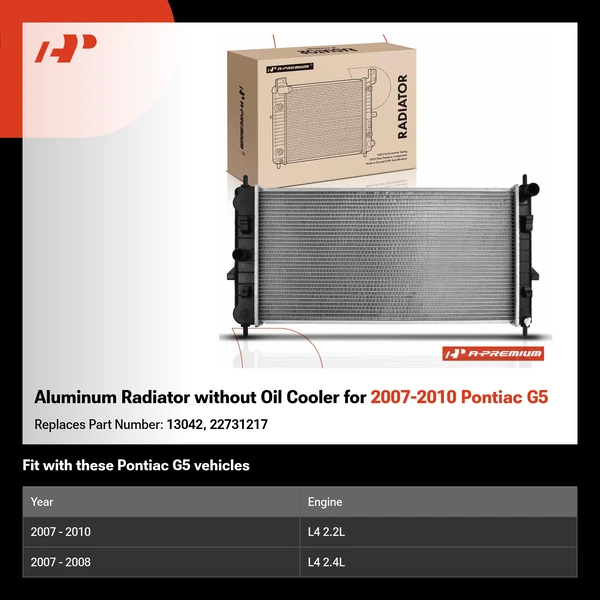 Aluminum Radiator without Oil Cooler for 2007-2010 Pontiac G5