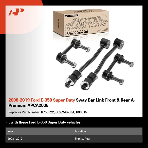 2008-2019 Ford E-350 Super Duty Sway Bar Link Front & Rear A-Premium APCA2038