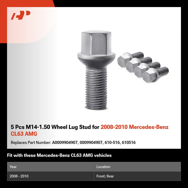 5 Pcs M14-1.50 Wheel Lug Stud for 2008-2010 Mercedes-Benz CL63 AMG