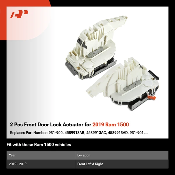 2 Pcs Front Door Lock Actuator for 2019 Ram 1500