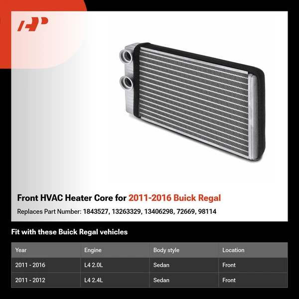 Front HVAC Heater Core for 2011-2016 Buick Regal