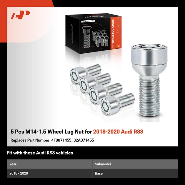 5 Pcs M14-1.5 Wheel Lug Nut for 2018-2020 Audi RS3
