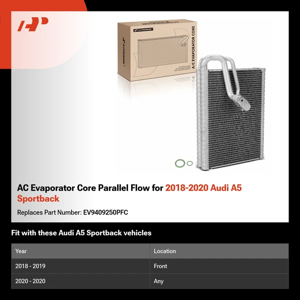 AC Evaporator Core Parallel Flow for 2018-2020 Audi A5 Sportback