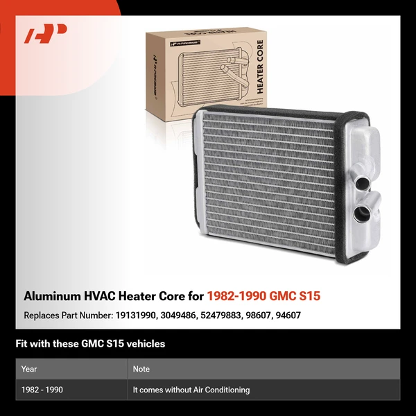 Aluminum HVAC Heater Core for 1982-1990 GMC S15