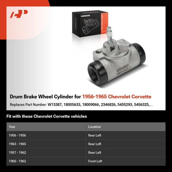 Drum Brake Wheel Cylinder for 1956-1965 Chevrolet Corvette