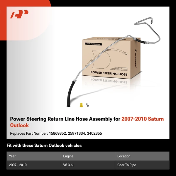 Power Steering Return Line Hose Assembly for 2007-2010 Saturn Outlook