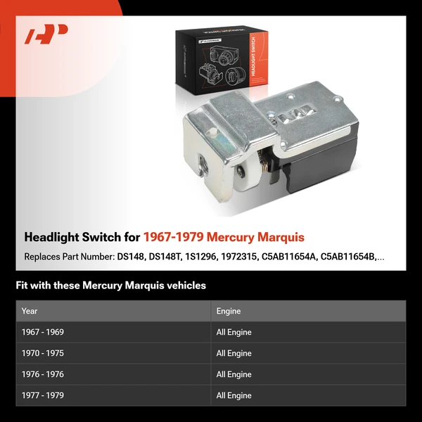 Headlight Switch for 1967-1979 Mercury Marquis