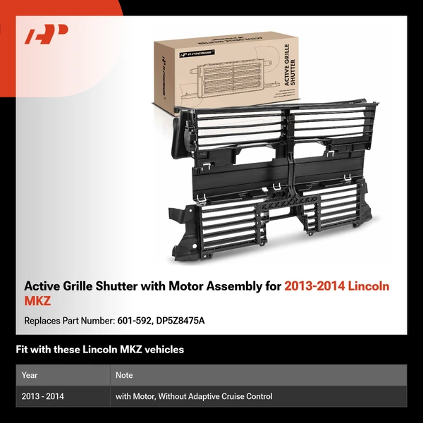 Active Grille Shutter with Motor Assembly for 2013-2014 Lincoln MKZ