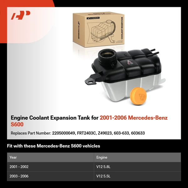 Engine Coolant Expansion Tank for 2001-2006 Mercedes-Benz S600