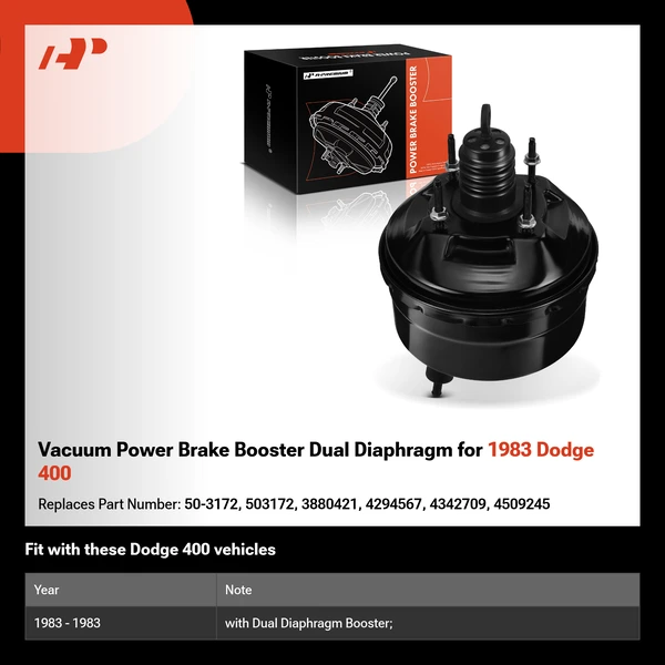 Vacuum Power Brake Booster Dual Diaphragm for 1983 Dodge 400