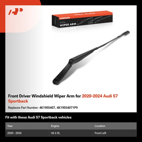 Front Driver Windshield Wiper Arm for 2020-2024 Audi S7 Sportback