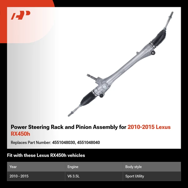 Power Steering Rack and Pinion Assembly for 2010-2015 Lexus RX450h
