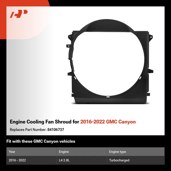 Engine Cooling Fan Shroud for 2016-2022 GMC Canyon