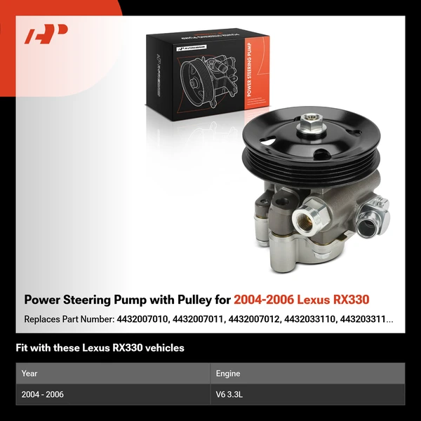 Power Steering Pump with Pulley for 2004-2006 Lexus RX330