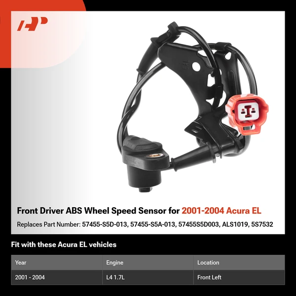 Front Driver ABS Wheel Speed Sensor for 2001-2004 Acura EL