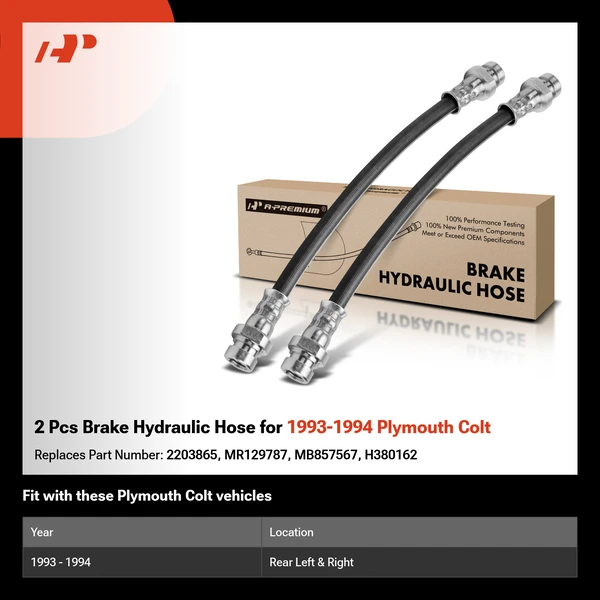 2 Pcs Brake Hydraulic Hose for 1993-1994 Plymouth Colt