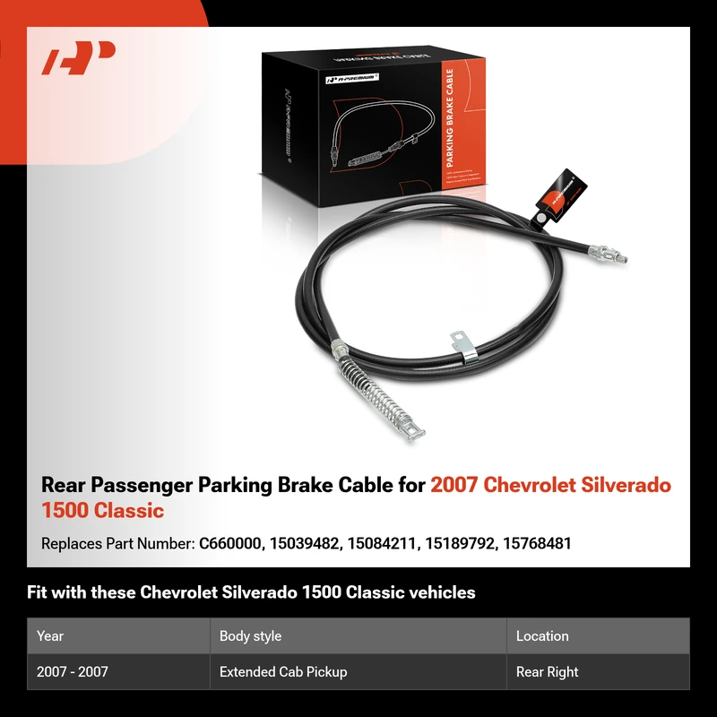 Rear Passenger Parking Brake Cable for 2007 Chevrolet Silverado 1500 Classic