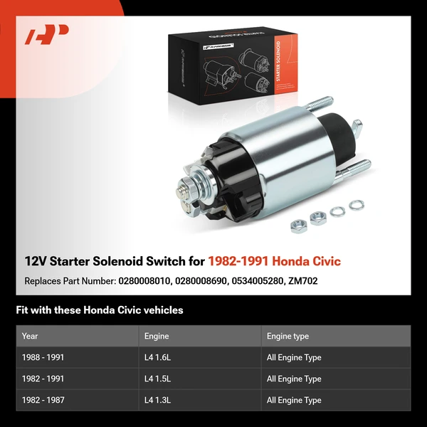12V Starter Solenoid Switch for 1982-1991 Honda Civic
