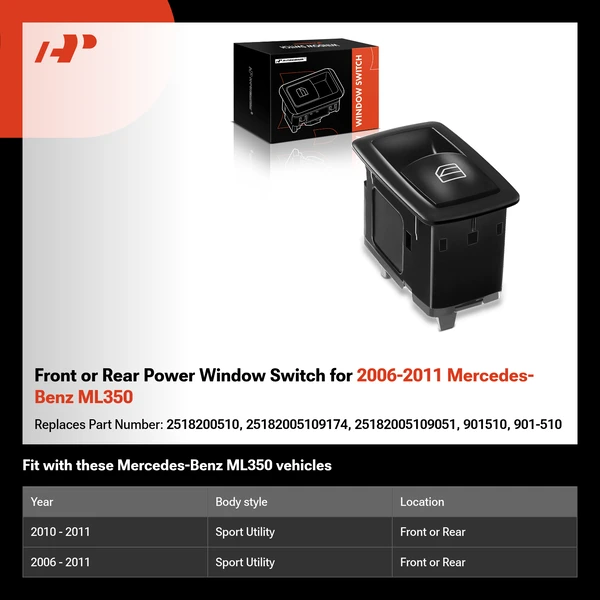 Front or Rear Power Window Switch for 2006-2011 Mercedes-Benz ML350