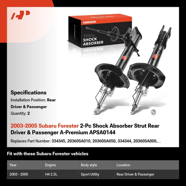 2003-2005 Subaru Forester 2-Pc Shock Absorber Strut Rear Driver & Passenger A-Premium APSA0144