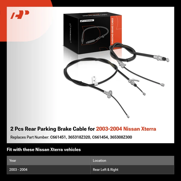2 Pcs Rear Parking Brake Cable for 2003-2004 Nissan Xterra