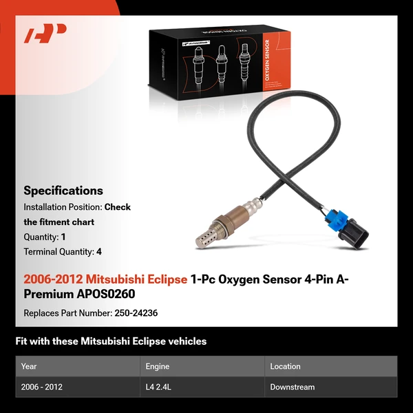 2006-2012 Mitsubishi Eclipse 1-Pc Oxygen Sensor 4-Pin A-Premium APOS0260