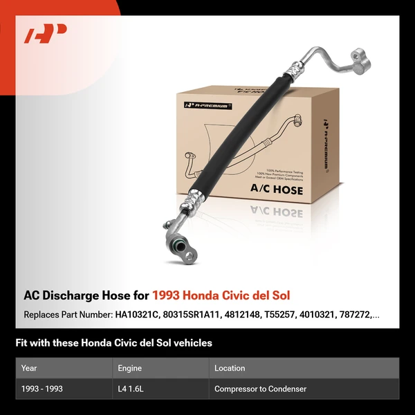AC Discharge Hose for 1993 Honda Civic del Sol