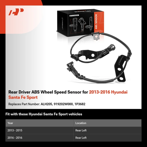 Rear Driver ABS Wheel Speed Sensor for 2013-2016 Hyundai Santa Fe Sport