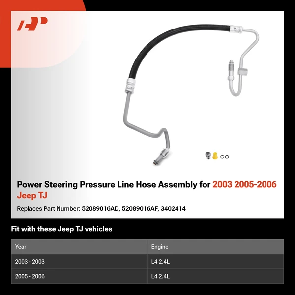 Power Steering Pressure Line Hose Assembly for 2003 2005-2006 Jeep TJ