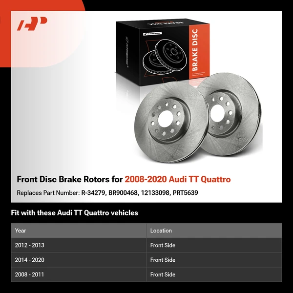 Front Disc Brake Rotors for 2008-2020 Audi TT Quattro