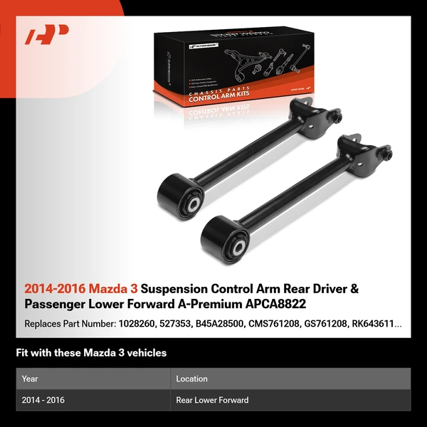 2014-2016 Mazda 3 Suspension Control Arm Rear Driver & Passenger Lower Forward A-Premium APCA8822